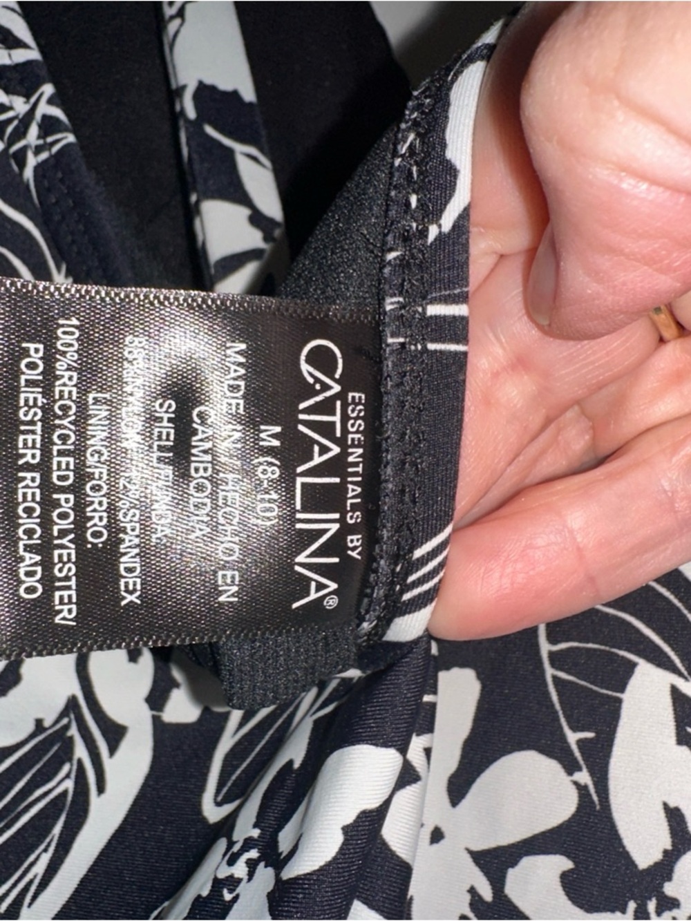 Catalina Black and White Floral Leaf One-Piece Swimsuit - Picture 9 of 9